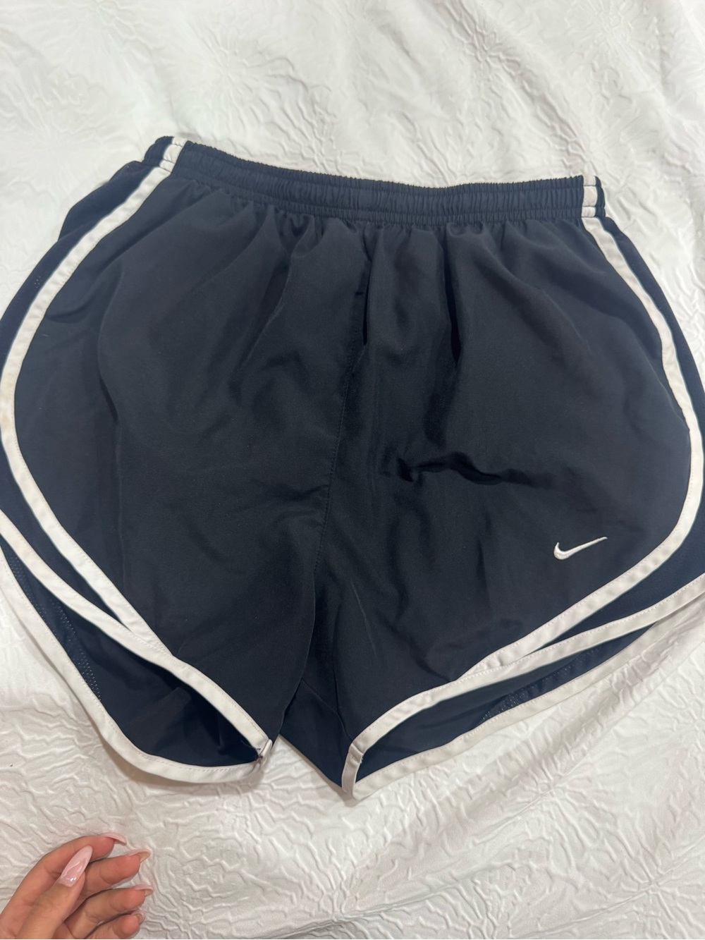Nike Black Athletic Shorts with White Piping